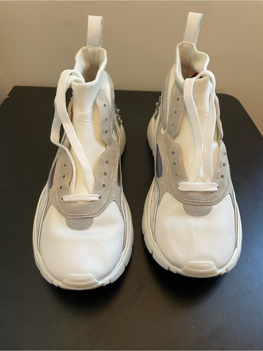 Valentino White Sneakers with Light Gray and Lavender Accents